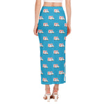 Ambulance Paramedic Car Pattern Print Side Slit Maxi Skirt