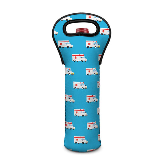 Ambulance Paramedic Car Pattern Print Single Neoprene Wine Tote