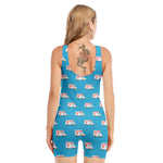 Ambulance Paramedic Car Pattern Print Sleeveless One Piece Swimsuit