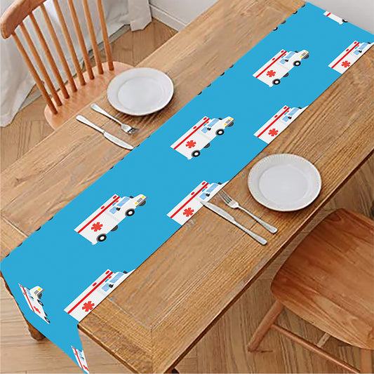 Ambulance Paramedic Car Pattern Print Table Runner