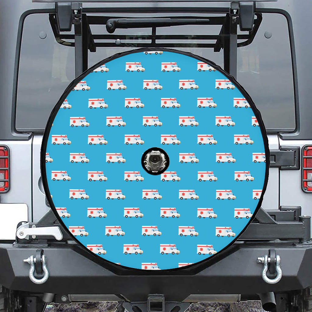 Ambulance Paramedic Car Pattern Print Tire Cover With Camera Hole
