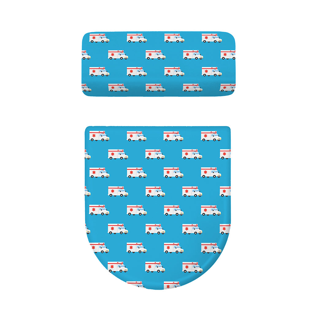 Ambulance Paramedic Car Pattern Print Toilet Lid And Tank Cover Set