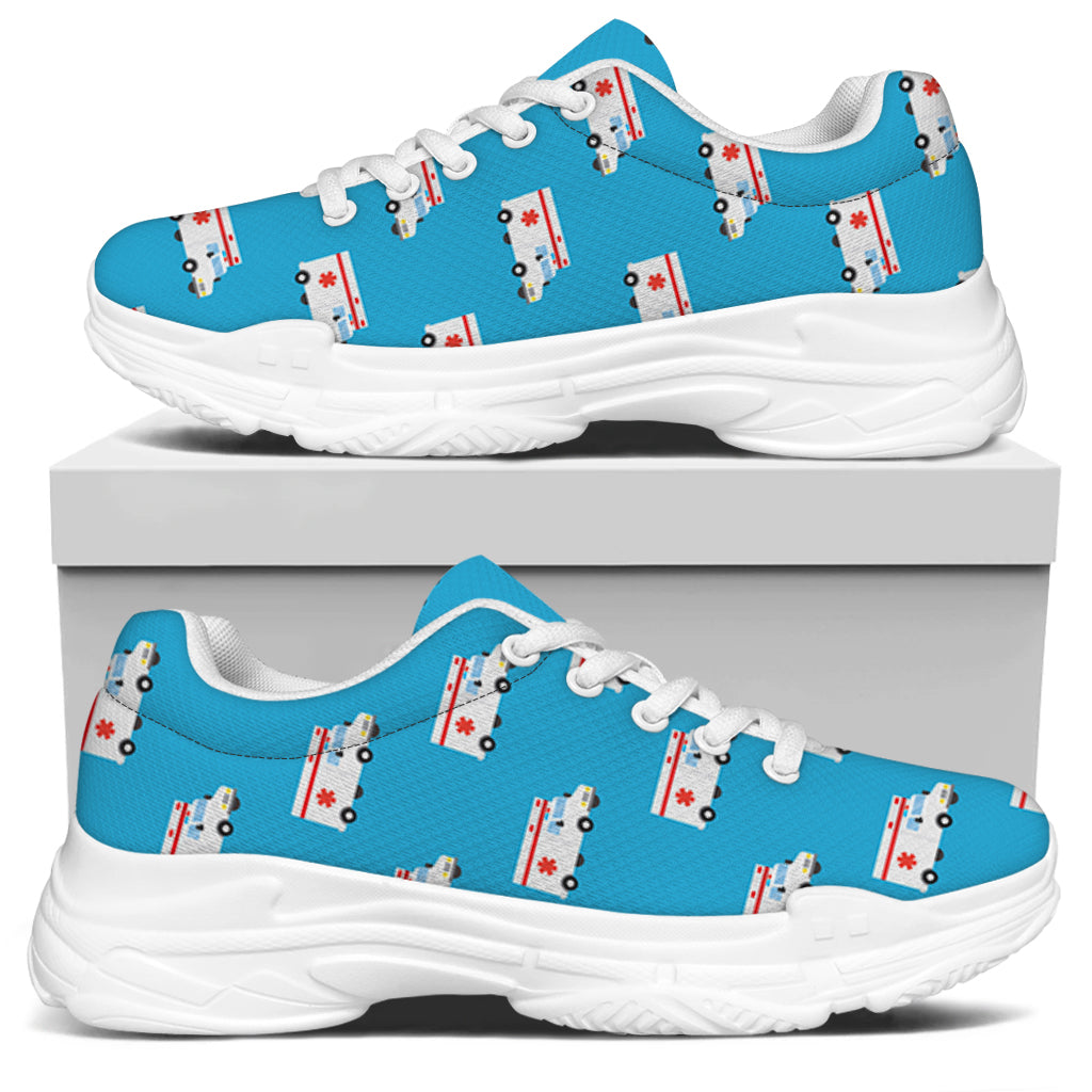 Ambulance Paramedic Car Pattern Print White Chunky Shoes