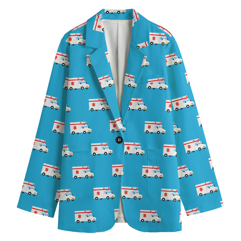 Ambulance Paramedic Car Pattern Print Women's Blazer
