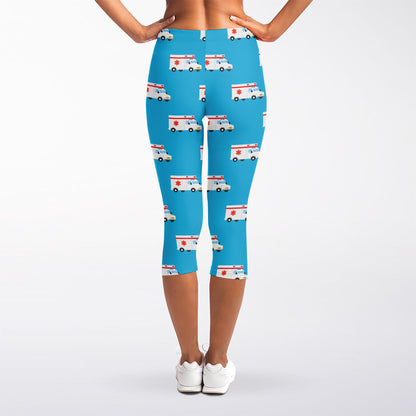 Ambulance Paramedic Car Pattern Print Women's Capri Leggings
