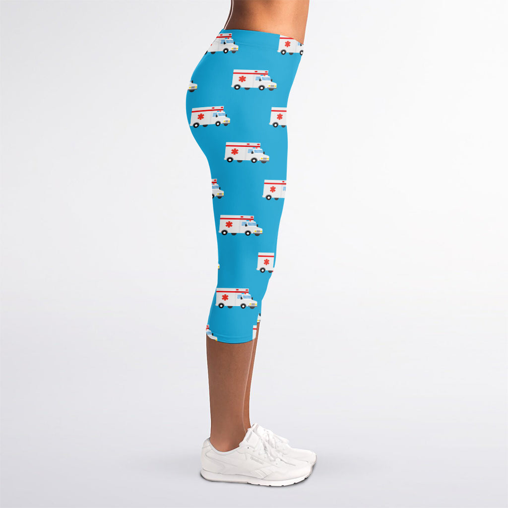 Ambulance Paramedic Car Pattern Print Women's Capri Leggings