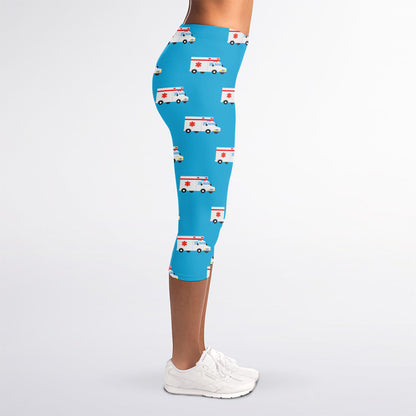 Ambulance Paramedic Car Pattern Print Women's Capri Leggings