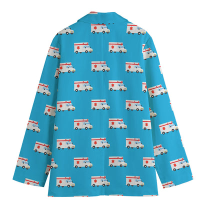 Ambulance Paramedic Car Pattern Print Women's Cotton Blazer