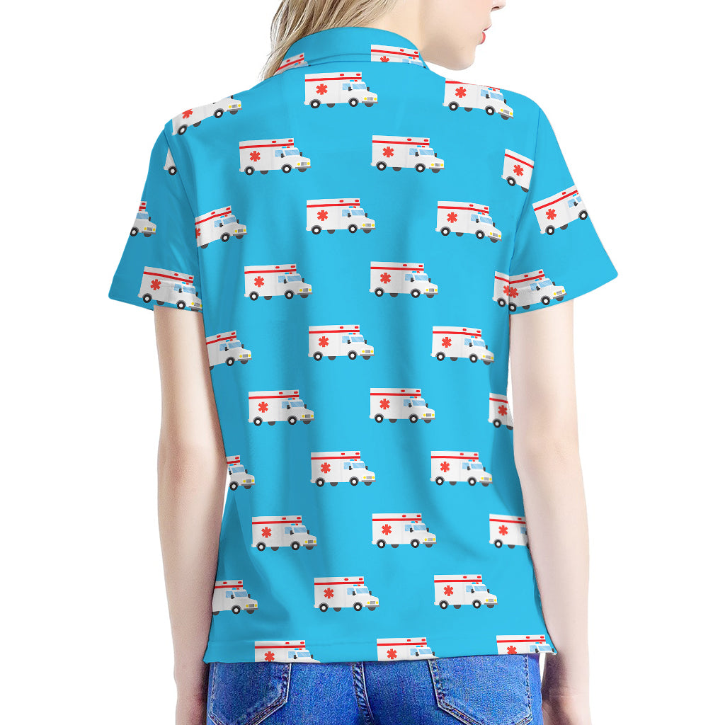 Ambulance Paramedic Car Pattern Print Women's Polo Shirt