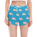 Ambulance Paramedic Car Pattern Print Women's Split Running Shorts