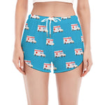 Ambulance Paramedic Car Pattern Print Women's Split Running Shorts