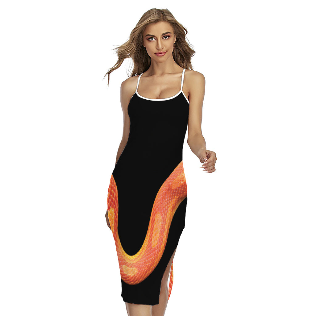 Amel Motley Corn Snake Print Cross Back Cami Dress