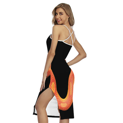Amel Motley Corn Snake Print Cross Back Cami Dress