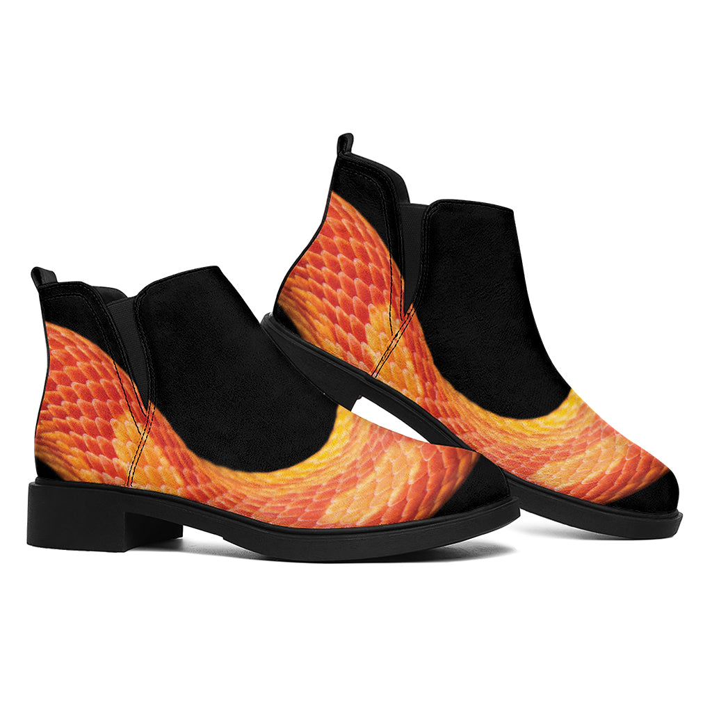 Amel Motley Corn Snake Print Flat Ankle Boots