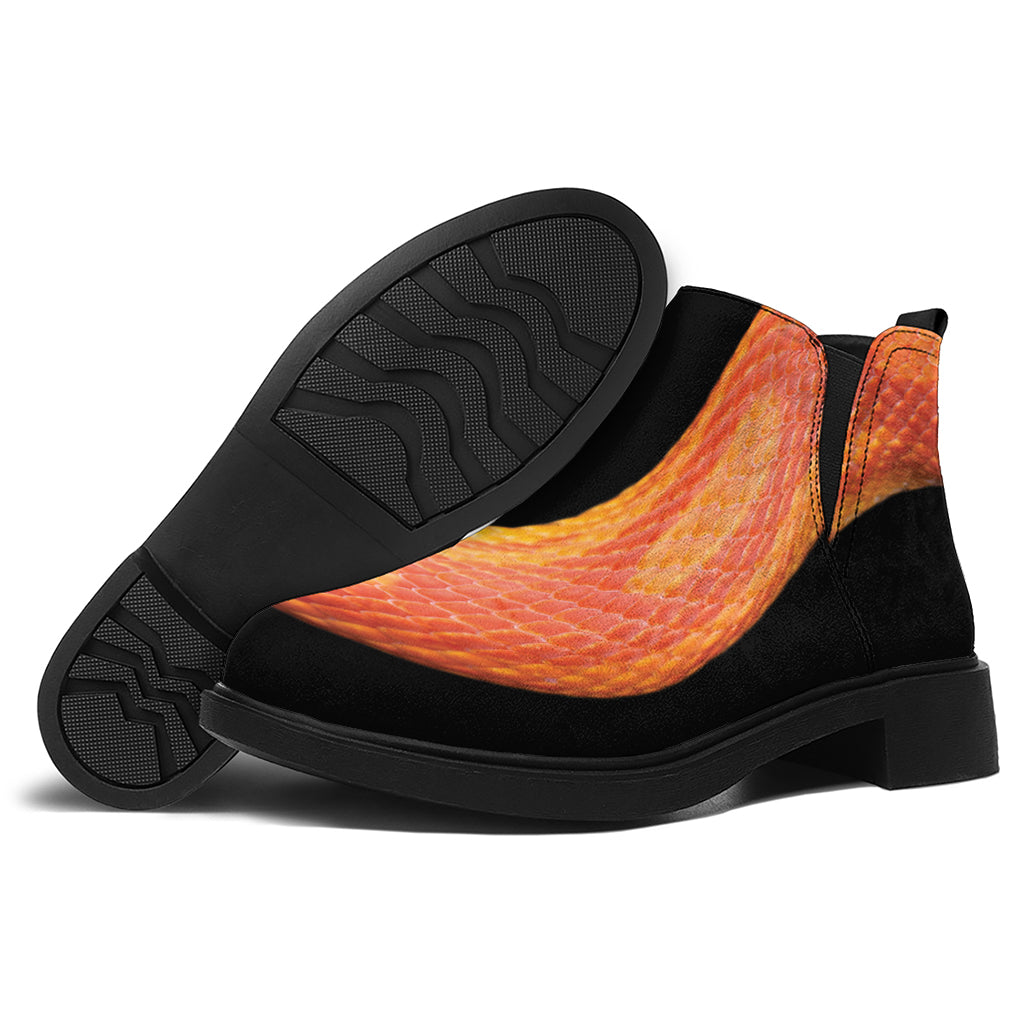 Amel Motley Corn Snake Print Flat Ankle Boots