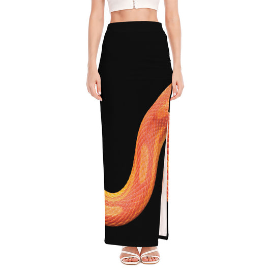 Amel Motley Corn Snake Print High Slit Maxi Skirt