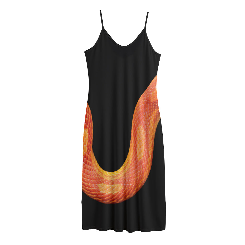 Amel Motley Corn Snake Print Jersey Midi Cami Dress