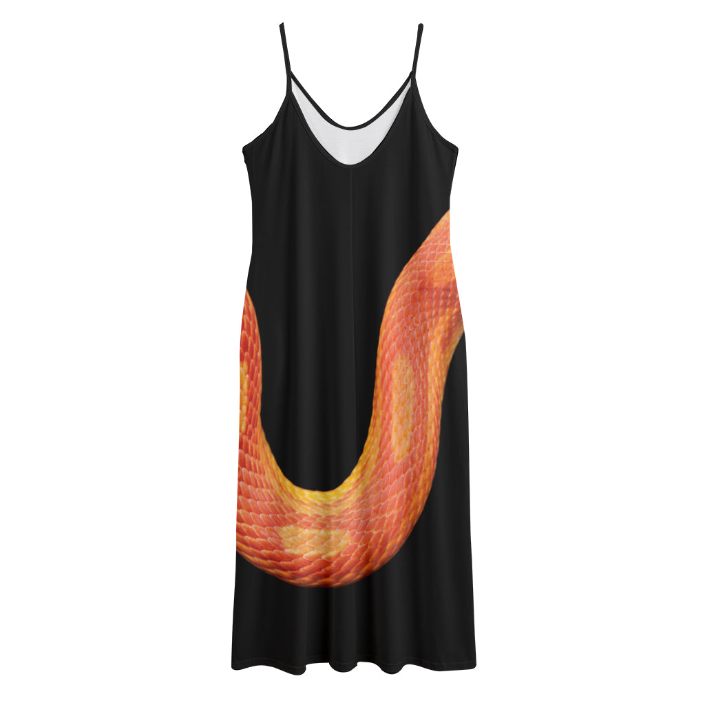 Amel Motley Corn Snake Print Jersey Midi Cami Dress