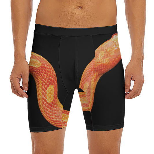 Amel Motley Corn Snake Print Men's Long Boxer Briefs
