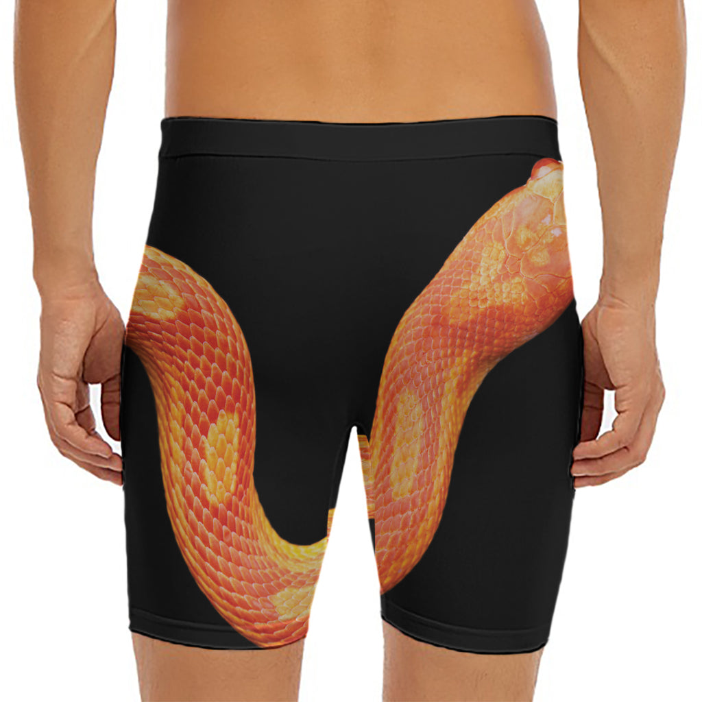Amel Motley Corn Snake Print Men's Long Boxer Briefs