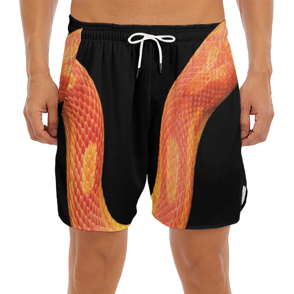 Amel Motley Corn Snake Print Men's Split Running Shorts