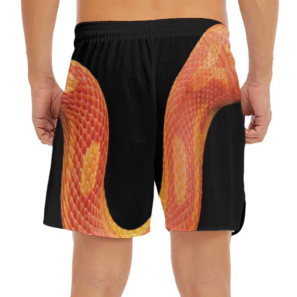 Amel Motley Corn Snake Print Men's Split Running Shorts