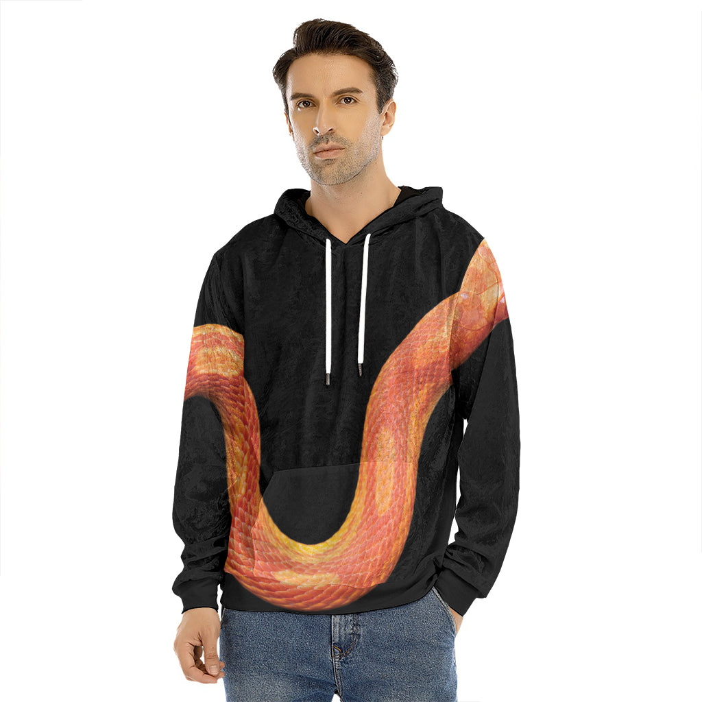 Amel Motley Corn Snake Print Men's Velvet Pullover Hoodie
