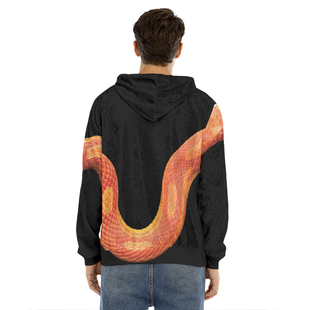 Amel Motley Corn Snake Print Men's Velvet Pullover Hoodie
