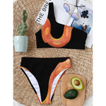 Amel Motley Corn Snake Print One Shoulder Bikini Top