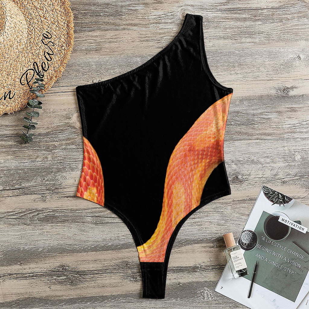 Amel Motley Corn Snake Print One Shoulder Bodysuit