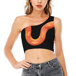 Amel Motley Corn Snake Print One Shoulder Crop Top