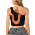 Amel Motley Corn Snake Print One Shoulder Crop Top