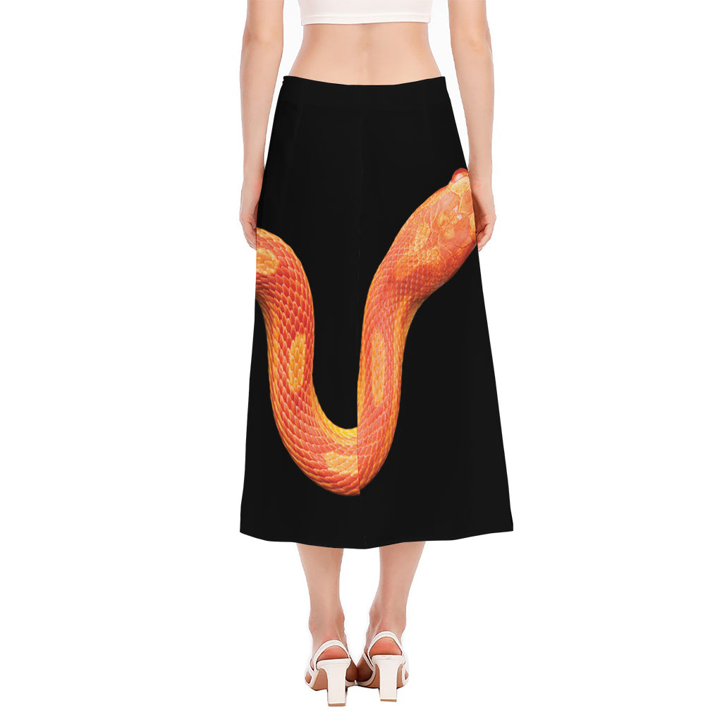 Amel Motley Corn Snake Print Side Slit Midi Skirt