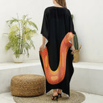 Amel Motley Corn Snake Print Silk V-Neck Kaftan Dress