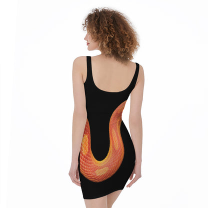 Amel Motley Corn Snake Print Sleeveless Bodycon Dress