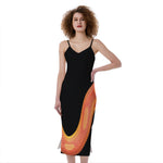 Amel Motley Corn Snake Print Slim Fit Midi Cami Dress
