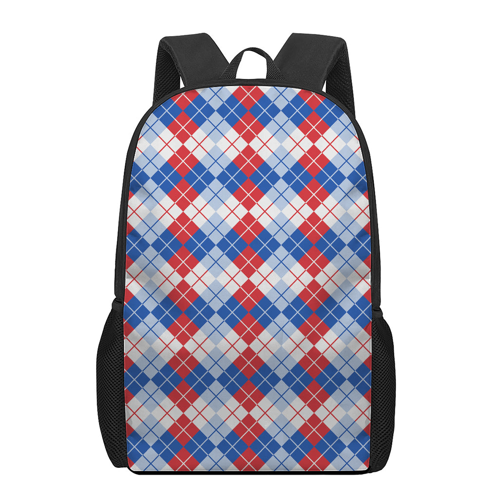 American Argyle Pattern Print 17 Inch Backpack