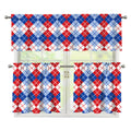 American Argyle Pattern Print 3 Piece Kitchen Curtains
