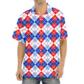 American Argyle Pattern Print Aloha Shirt