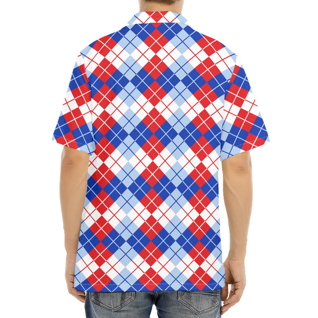 American Argyle Pattern Print Aloha Shirt