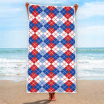 American Argyle Pattern Print Beach Towel