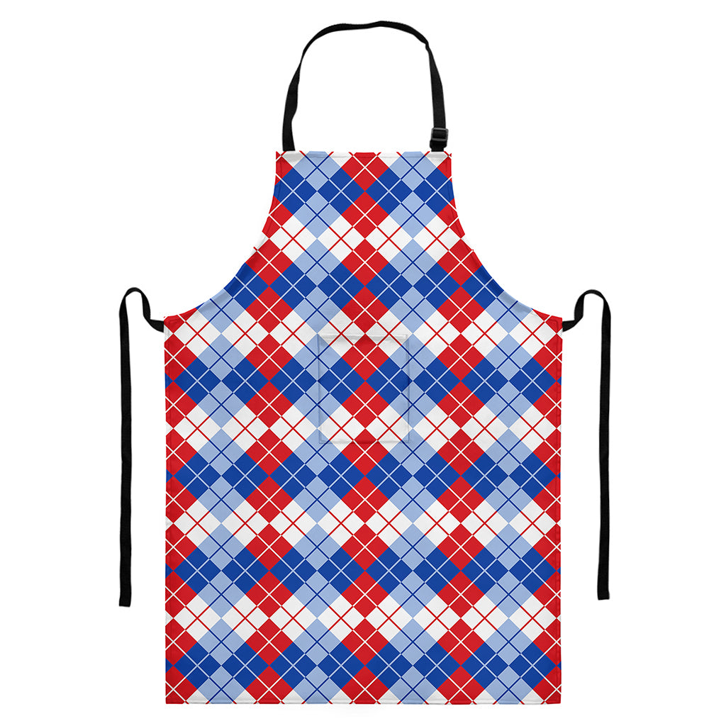 American Argyle Pattern Print Bib Apron With Pocket