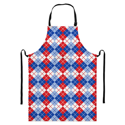 American Argyle Pattern Print Bib Apron With Pocket