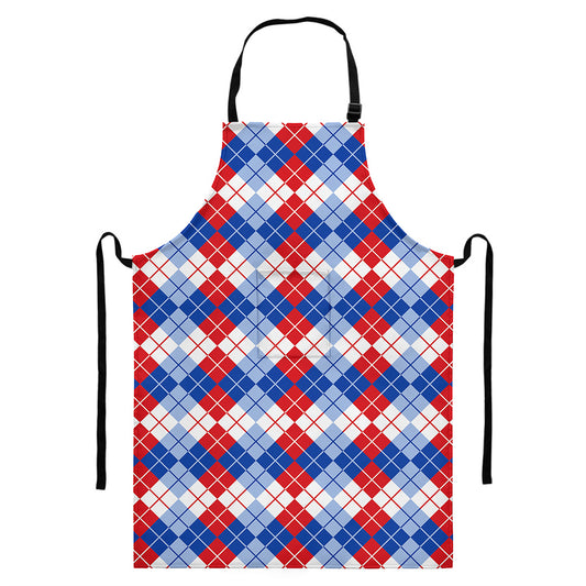 American Argyle Pattern Print Bib Apron With Pocket