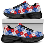 American Argyle Pattern Print Black Chunky Shoes