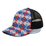 American Argyle Pattern Print Black Mesh Trucker Cap