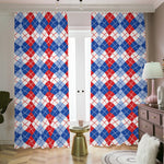 American Argyle Pattern Print Blackout Pencil Pleat Curtains