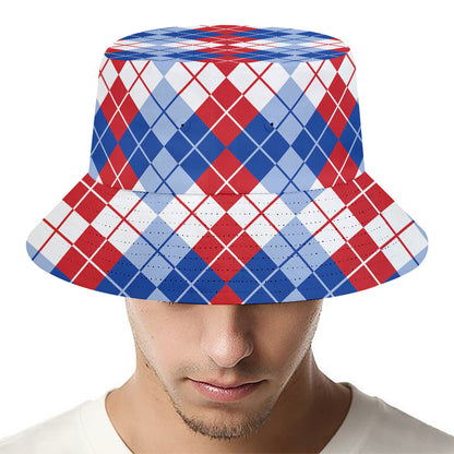 American Argyle Pattern Print Bucket Hat