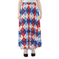 American Argyle Pattern Print Chiffon Maxi Skirt