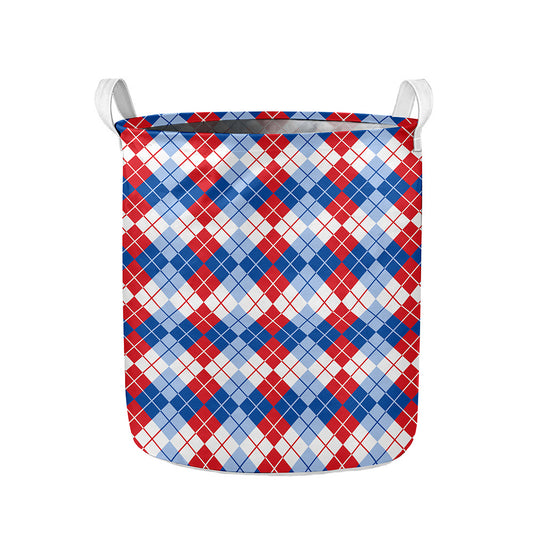 American Argyle Pattern Print Collapsible Laundry Basket